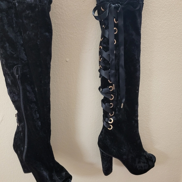 NWOT Velvet Black Over Knee boots - Picture 5 of 8